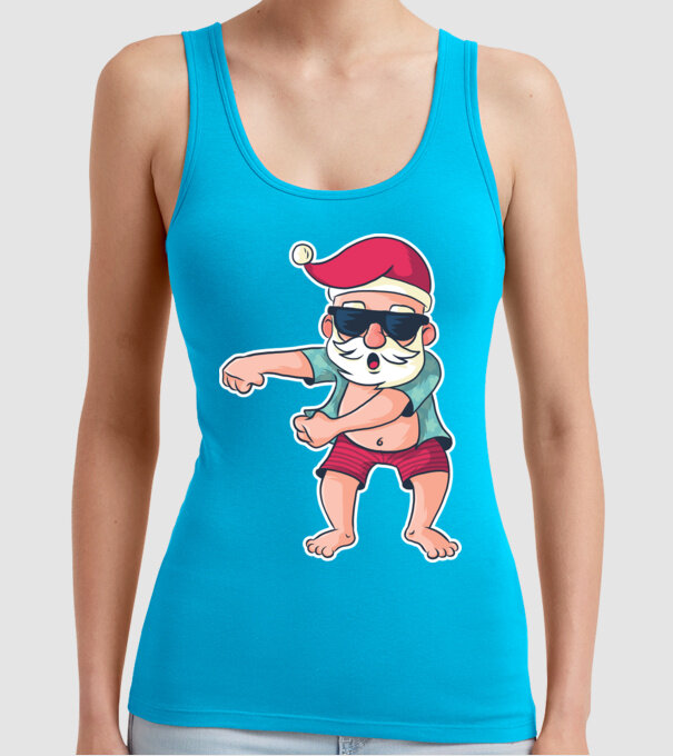 Moș Crăciun dans Floss DAB model turcoaz pe tricou