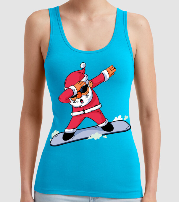 Moș Crăciun Snowboard DAB tricou amuzant model turcoaz pe tricou