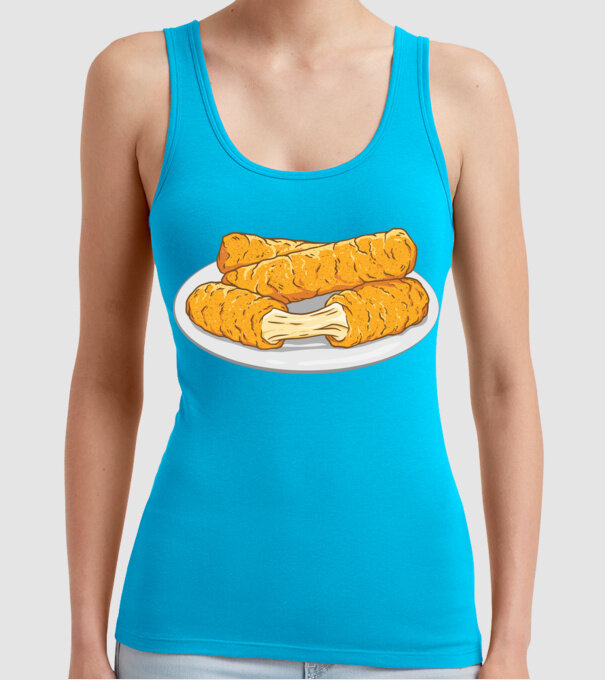 Fâșii de mozarella model turcoaz pe tricou