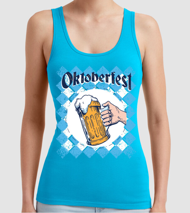 Tricou cu bere Oktoberfest model turcoaz pe tricou