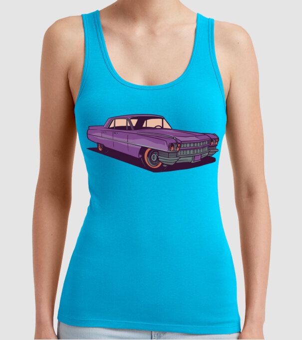 Mașină Old school model turcoaz pe tricou