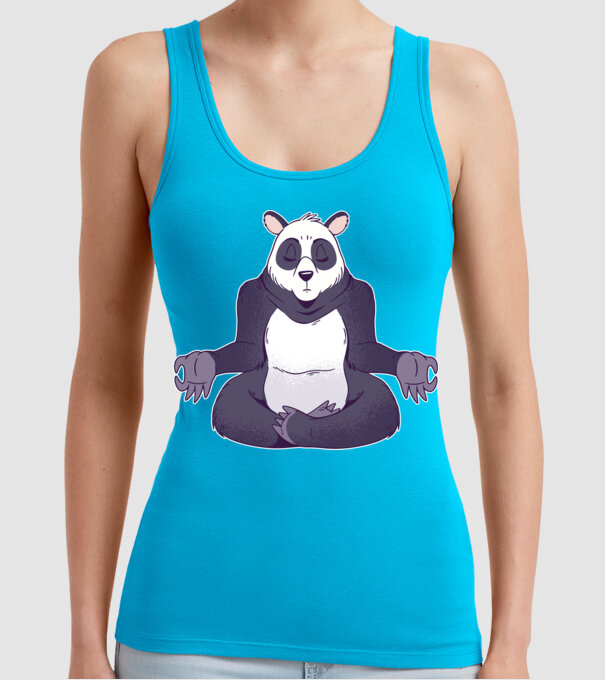Panda Meditație model turcoaz pe tricou