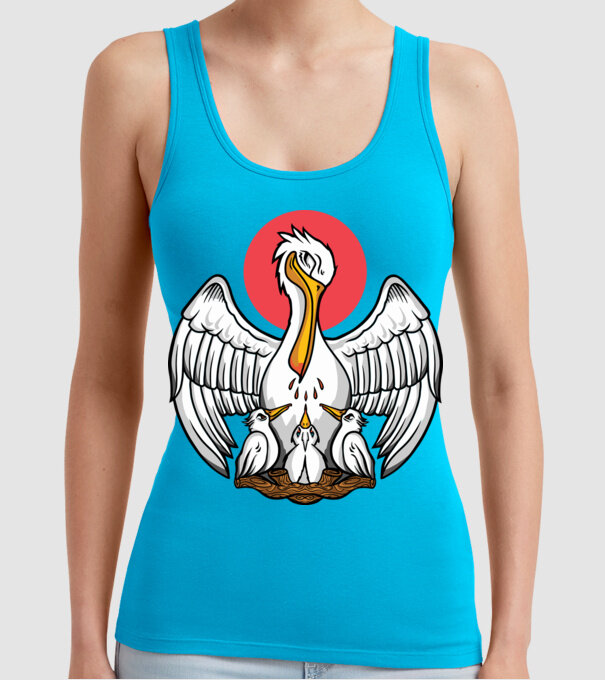 Familie Pelican model turcoaz pe tricou