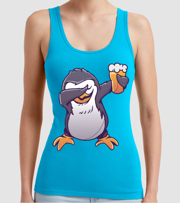 Pinguin cu Bere DAB model turcoaz pe tricou