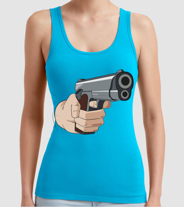 Pistol model turcoaz pe tricou