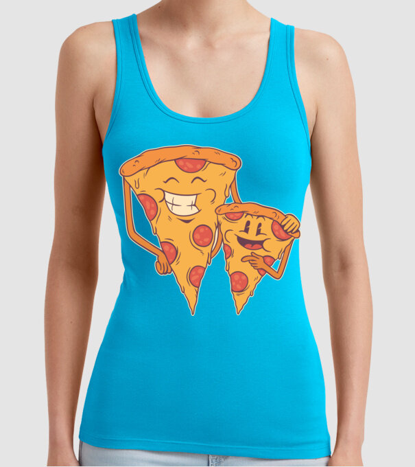 Familie Pizza model turcoaz pe tricou