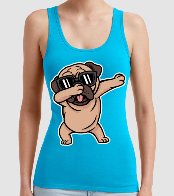 Pug DAB model turcoaz pe tricou