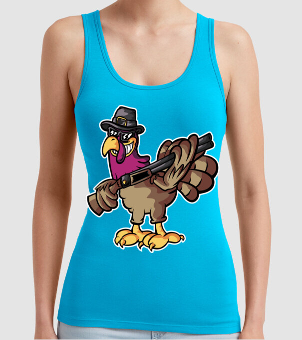 Shotgun Curcan model turcoaz pe tricou