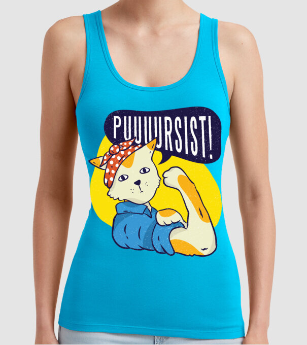 Pisică Pursist model turcoaz pe tricou