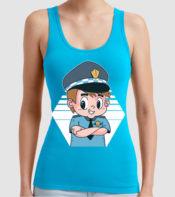 Polițist Copil model turcoaz pe tricou
