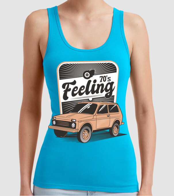 Mașină Retro anii 70 Lada Niva model turcoaz pe tricou