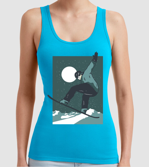 Săritură Snowboard model turcoaz pe tricou