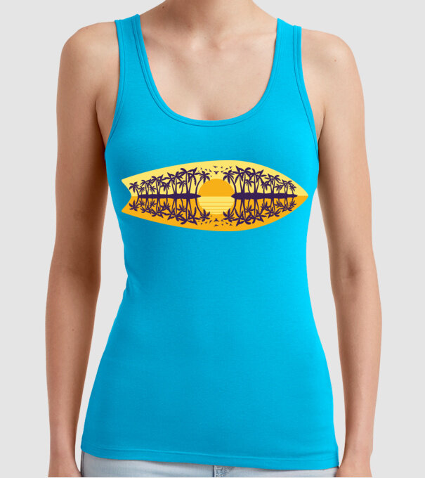 Surfboard model turcoaz pe tricou