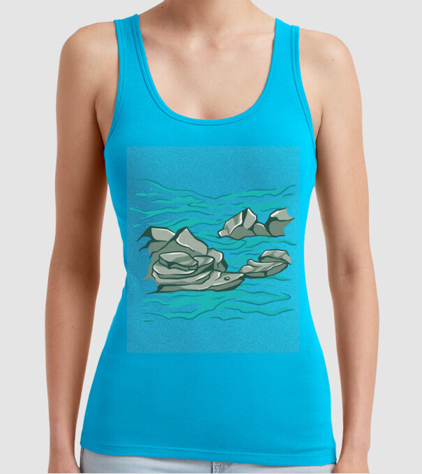 Oceanul cu Stânci model turcoaz pe tricou
