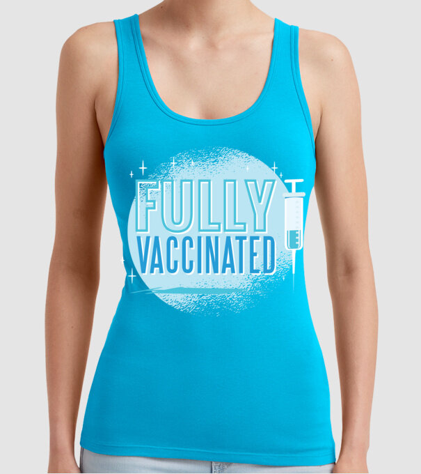 Complet vaccinat model turcoaz pe tricou