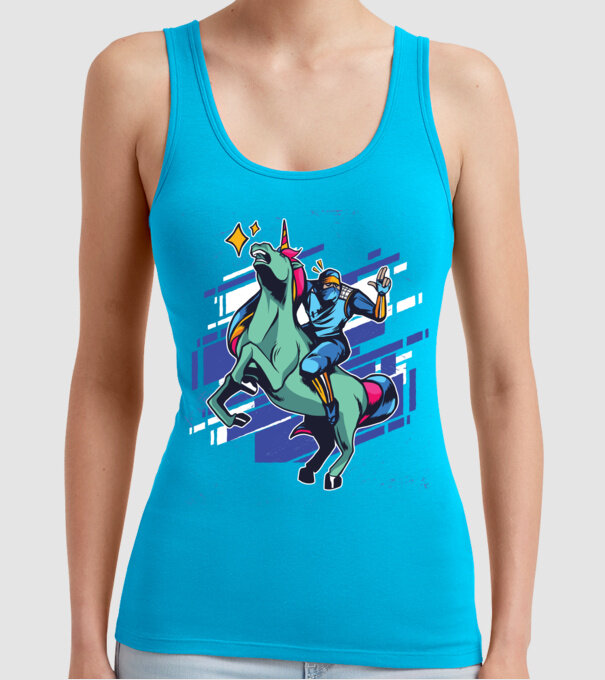 Unicorn Ninja model turcoaz pe tricou