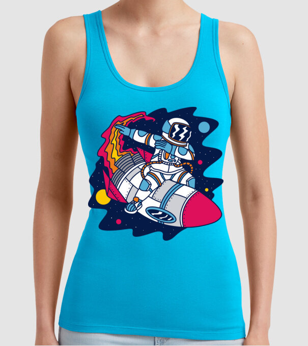 Astronaut DAB model turcoaz pe tricou