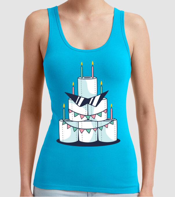 Tort de zi de naștere din hârtie igienică model turcoaz pe tricou