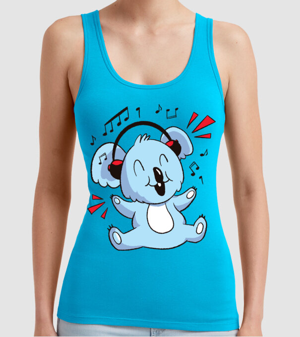 Koala iubitor de muzică model turcoaz pe tricou