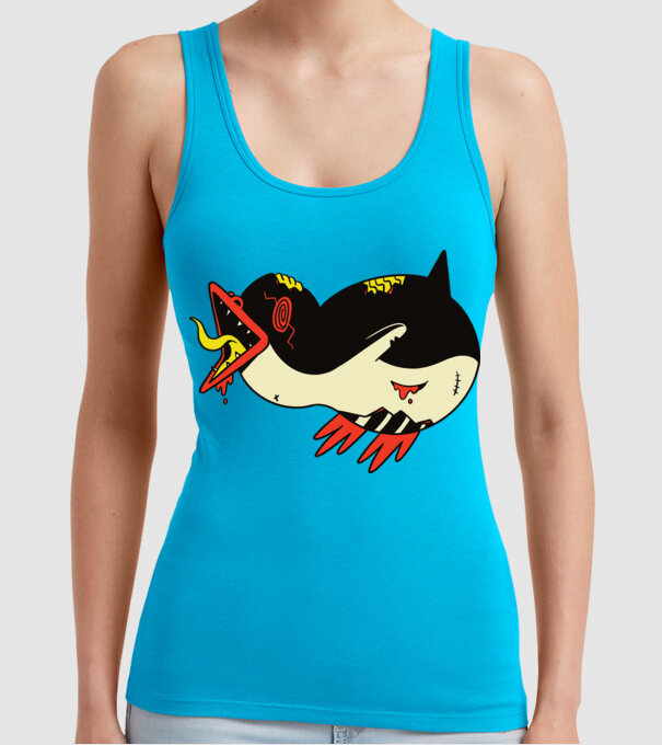 Pinguin Zombie model turcoaz pe tricou