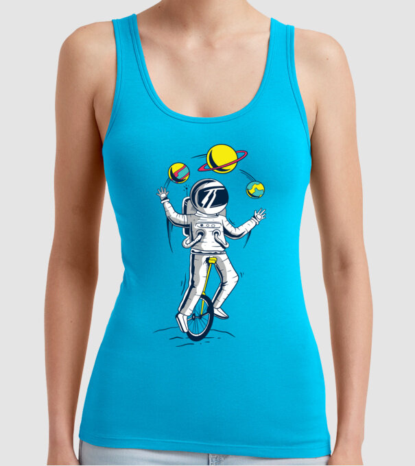 Jongler Astronaut model turcoaz pe tricou