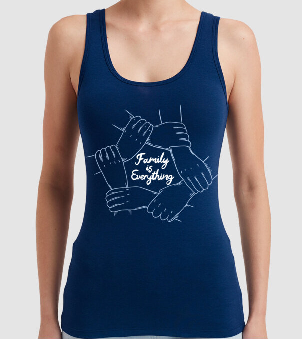 Familia este totul model albastru închis pe tricou