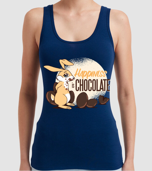 Fericirea este ciocolata model albastru închis pe tricou