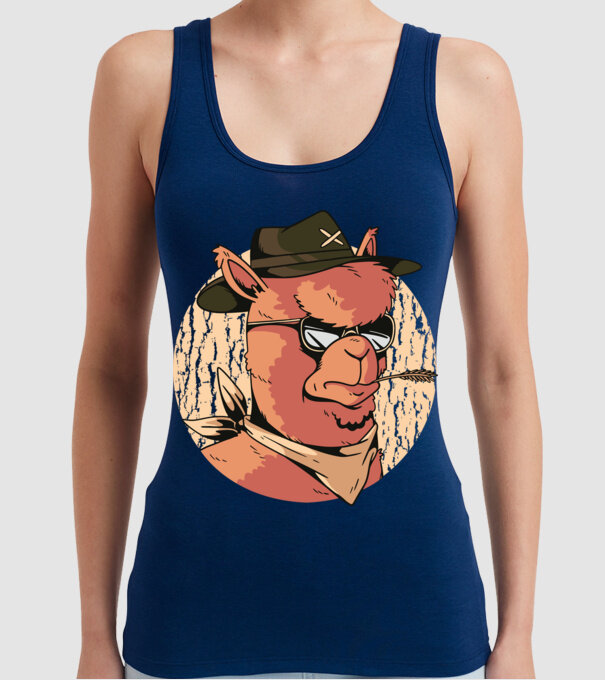 Alpaka model albastru închis pe tricou