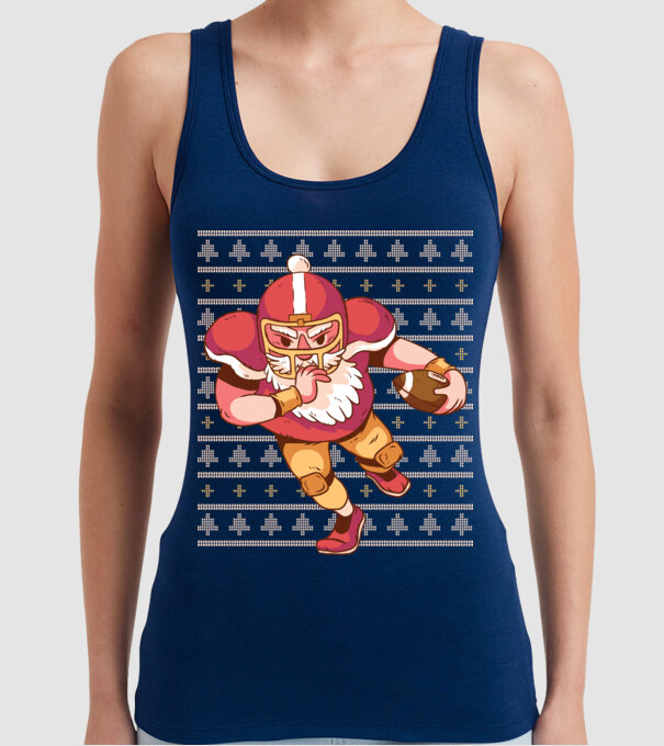 Fotbal american Moș Crăciun Touchdown Touchdown tricou Pulover urât cu model model albastru închis pe tricou