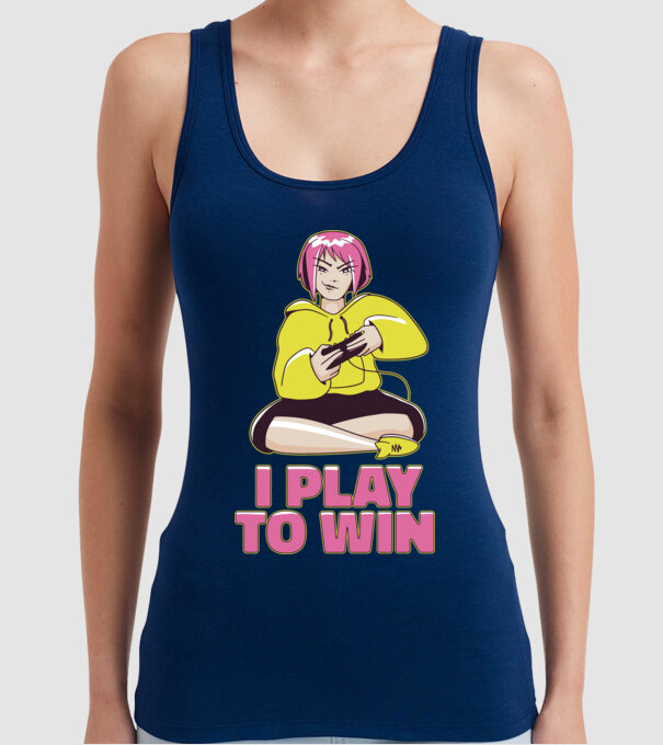 Anime fată Gamer model albastru închis pe tricou