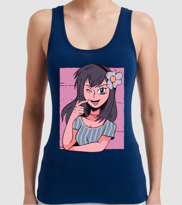 Fată Anime model albastru închis pe tricou