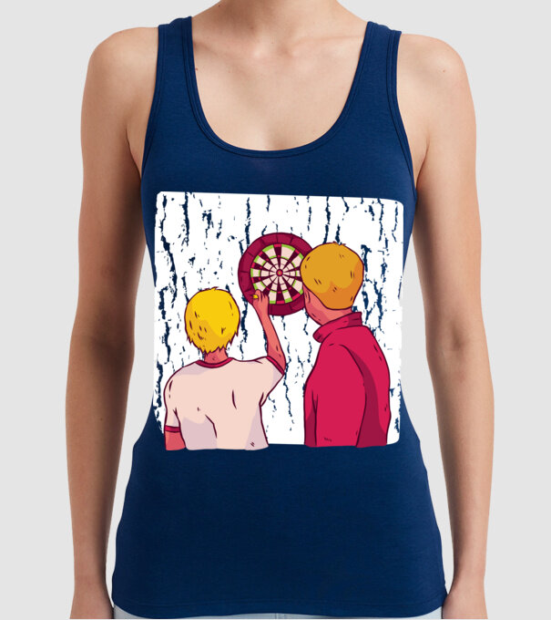 Darts Tată Fiu model albastru închis pe tricou