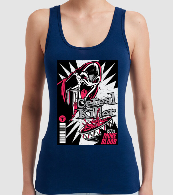 Cereal Killer model albastru închis pe tricou