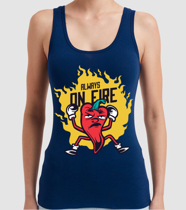 Ardei Chili model albastru închis pe tricou