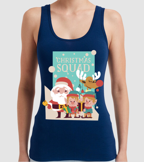 Christmas Squad Echipa de Crăciun model albastru închis pe tricou