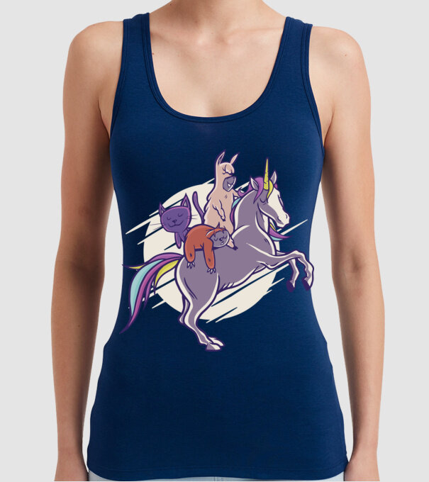 Animale drăguțe pe Unicorn model albastru închis pe tricou