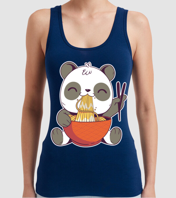Panda drăguț cu paste model albastru închis pe tricou