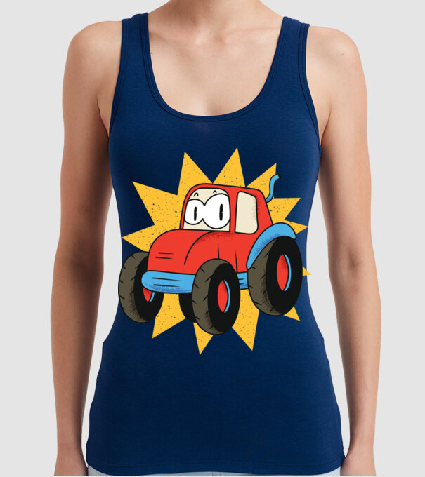 Tractor drăguț pentru copii model albastru închis pe tricou