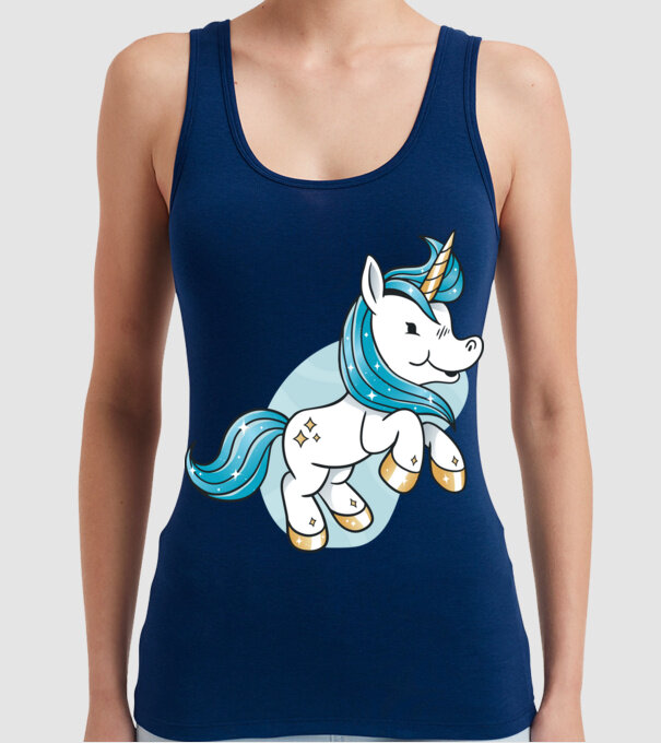 Unicorn drăguț model albastru închis pe tricou