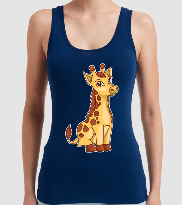 Girafă drăguță model albastru închis pe tricou