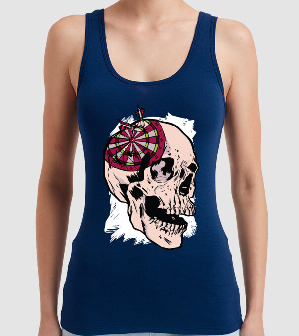 Craniu Darts model albastru închis pe tricou