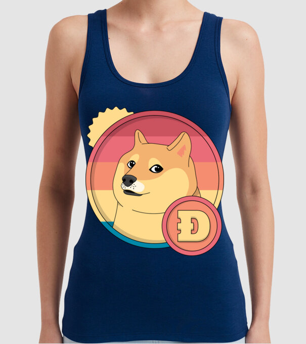 Doge Coin model albastru închis pe tricou
