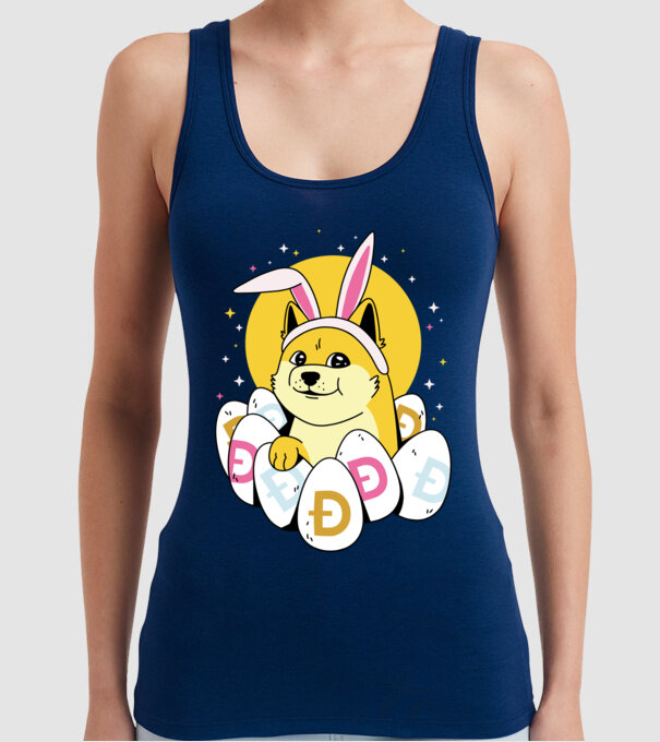Dogecoin Paște model albastru închis pe tricou