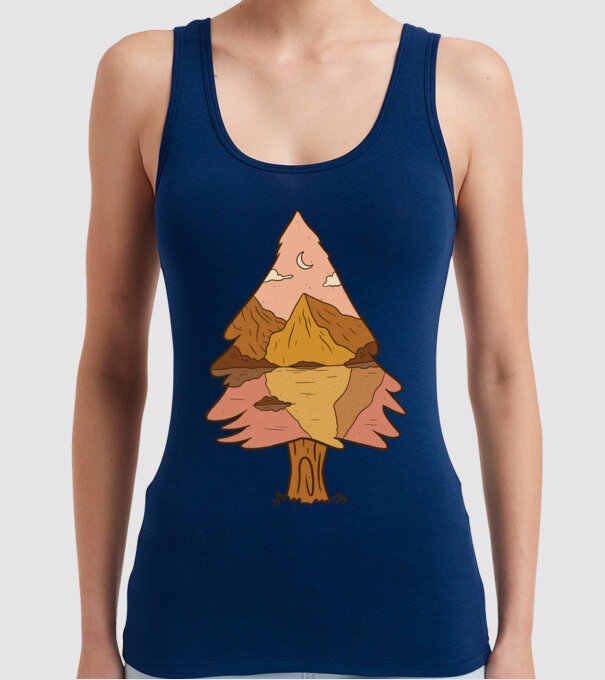 Brad Natură model albastru închis pe tricou