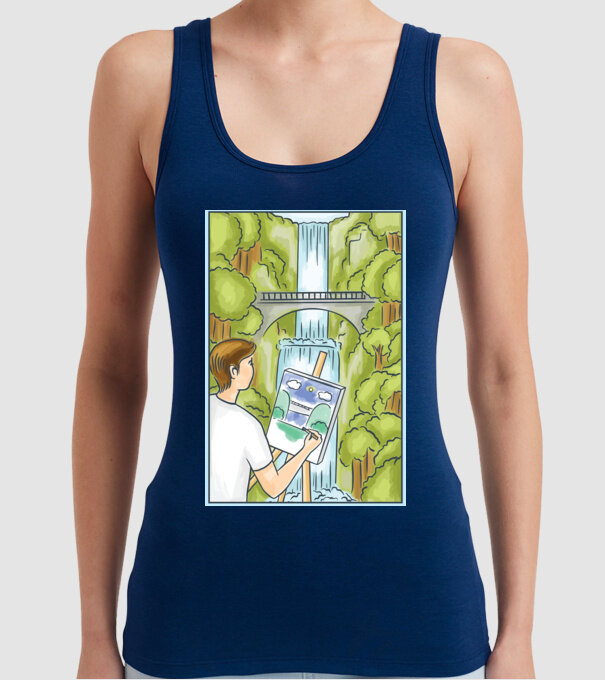 Pictură model albastru închis pe tricou