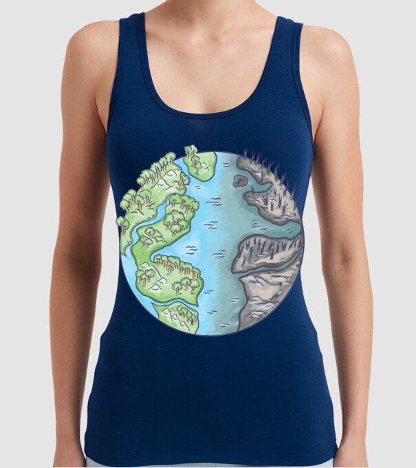 Distrugerea Pământului model albastru închis pe tricou