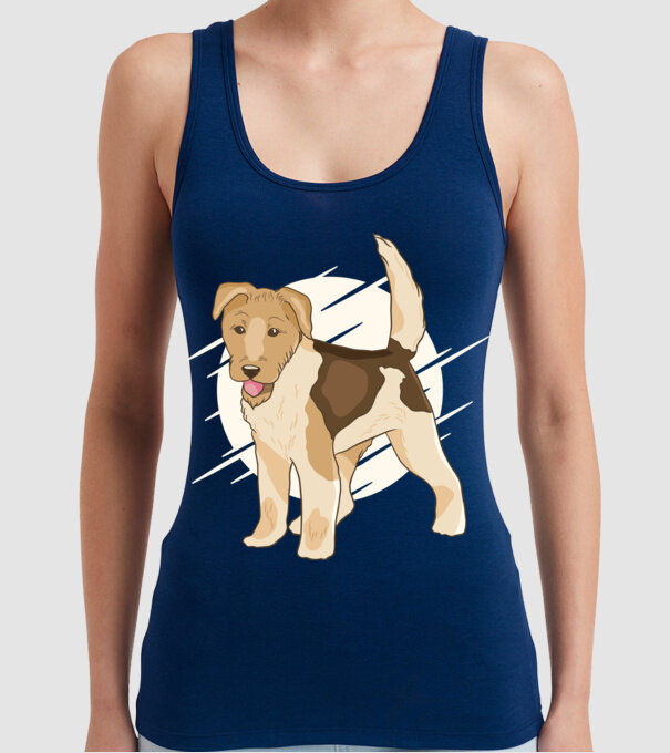 Fox Terrier model albastru închis pe tricou