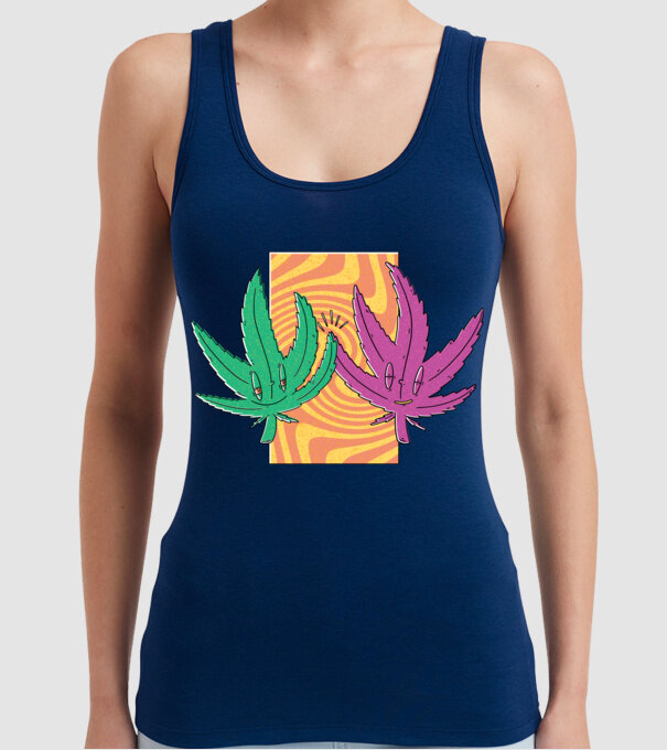 Frunze marijuana salut model albastru închis pe tricou