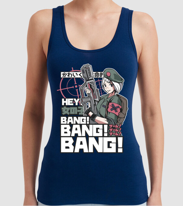 Fată Anime Gerilla model albastru închis pe tricou