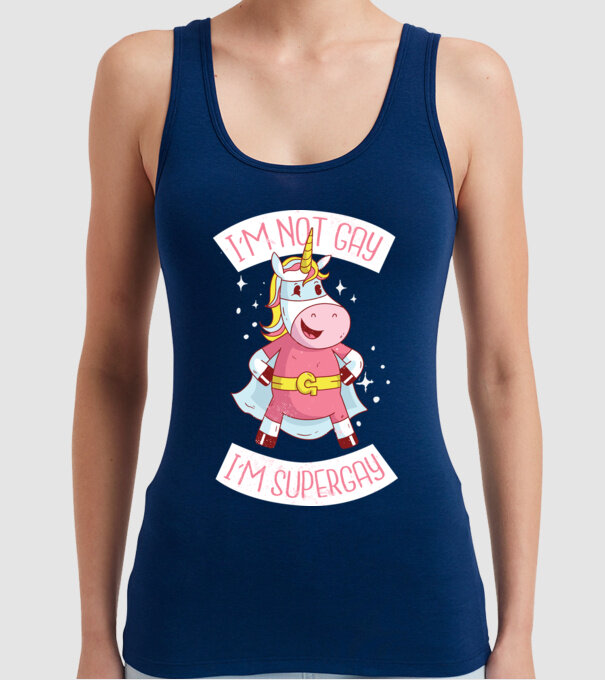 'I''m not gay i''m supergay' model albastru închis pe tricou
